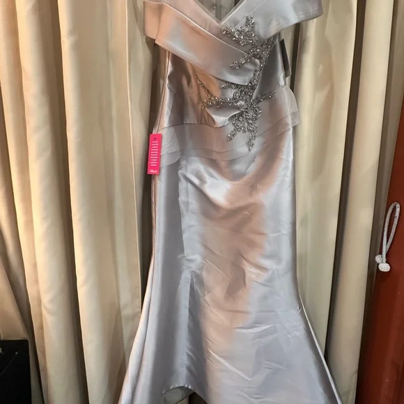 Terani Couture Strapless Silver Gown NWT Size 16 - Picture 3 of 4